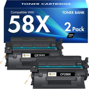 CF258X 58X Toner Cartridge Black High Yield 58A M428fdw M404n Compatible Replacement for HP 58X CF258X 58A CF258A Toner Cartridge for HP LaserJet Pro M404dn MFP M428fdn M428dw Printer Ink 2 Pack