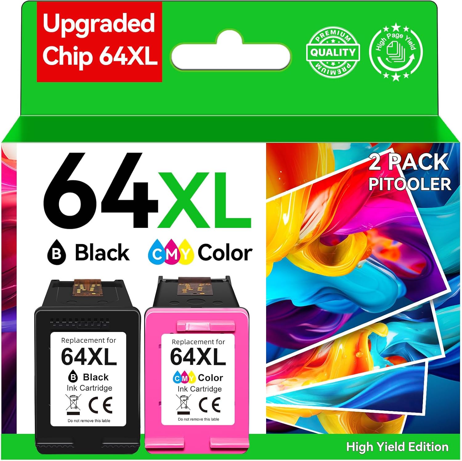 67XL Ink Cartridges Black/Color Combo Pack Replacement for HP Ink 67 XL HP67 HP67XL for2700 4155e 2755e 2734e 4100 2700e 4100e 6400 2752 2752e 4152e 6455e 6055e 2742e 6000 6055 6458e Printer (3 Pack)