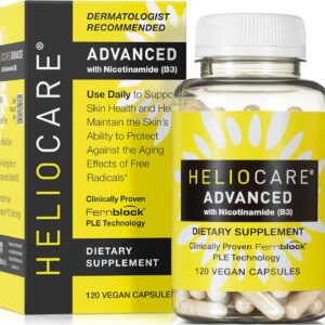 Heliocare Advanced Niacin B3 Supplement: Fernblock PLE Extract 240mg Per Serving - Supports Skin Cell Health W/Antioxidant Rich Vitamin B3 Niacin 500 mg - 120 Vegan Capsules